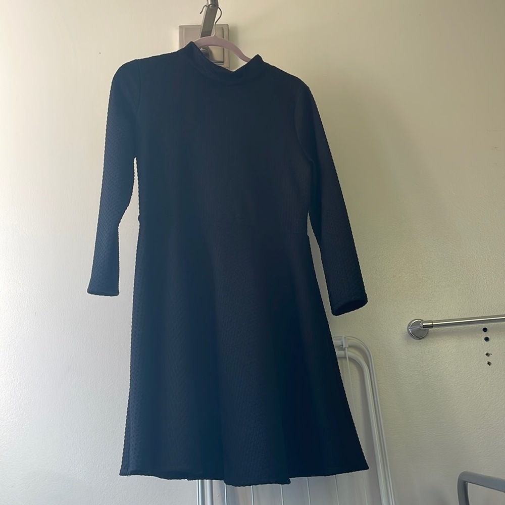 Open Back Mock-Neck Skater Dress